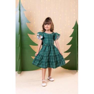 Imagem de Vestido Infantil Banana Club Natal Patty Verde - Confeccionado em Poli