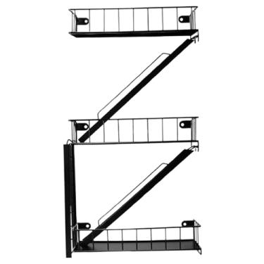 Imagem de Bothyi Prateleira de parede para escada de incêndio, organizador, exibição de bonecos de ação, armazenamento moderno, prateleira decorativa de parede para, 3 Níveis Ampliados