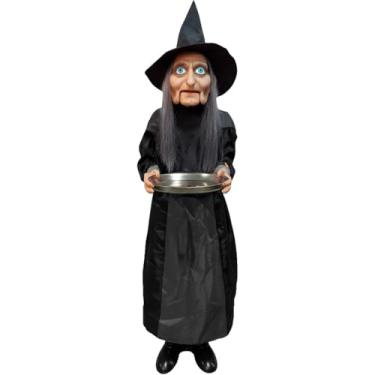 Imagem de Brinquedo de Halloween Boneco Animatrônics com Movimento e Bandeja pra Doce com Luz e Som Bruxa Mordomo ou Palhaço (Bruxa 2)