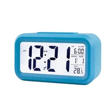 Imagem de Despertador Digital de Mesa Moderno, Relógio com Display Retangular para Escritório e Quarto(AZUL)