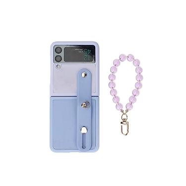 Imagem de Pulseira de couro com miçangas e estojo em cores contrastantes para Samsung Galaxy Z Flip 3 5G Z Flip3 Fli pZflip3 Capa Zflip4, A, para Z Flip 3