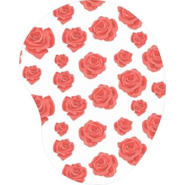 Imagem de Mouse Pad Ergonômico Gota Rosas Coral Fundo Branco