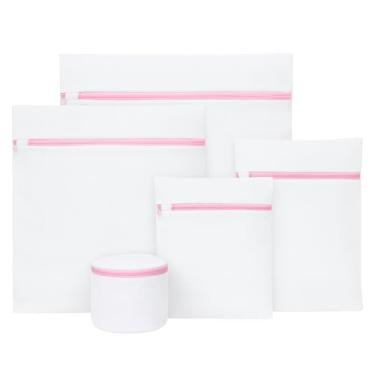 Imagem de Kit 5 Sacos Protetores de Roupas para Máquina de Lavar com Zíper Reforçado – Lingerie, Blusas Finas e Peças Delicadas