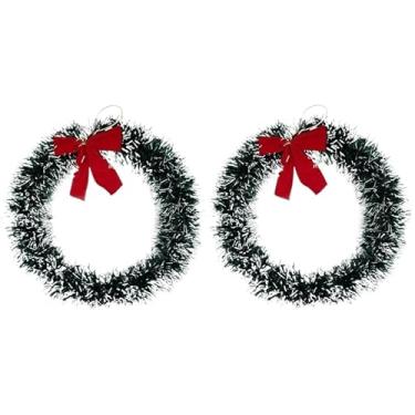 Imagem de Guirlanda Festão Verde Ou Verde 25Cm Para Porta Com Laço Vermelho Enfeite De Natal Decoração Natalina(Festão Nevada Verde 2 Peças)