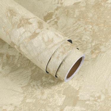 Imagem de VaryStyle Papel de contato de mármore de ardósia dourada champanhe para bancadas, papel de parede de mármore de granito à prova d'água 40 x 395 cm, papel de contato autoadesivo para cozinha e banheiro