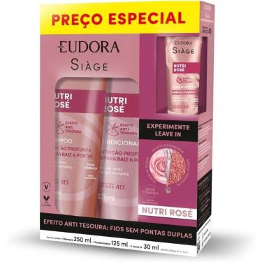 Imagem de Kit Eudora Siage Promopack Nutri Rose 3 Produtos - Shampoo + Condicionador + Leave-in