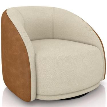 Imagem de Poltrona Decorativa Giratória Angelina M03 Bouclê Bege material sintét