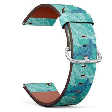 Imagem de Pulseira para smartwatch Garmin Vivomove 5/3 / HR/Luxe/Sport/Style/Trend, D2 Air/Air X10, pulseira de relógio de couro de substituição de 20 mm (tartarugas marinhas)