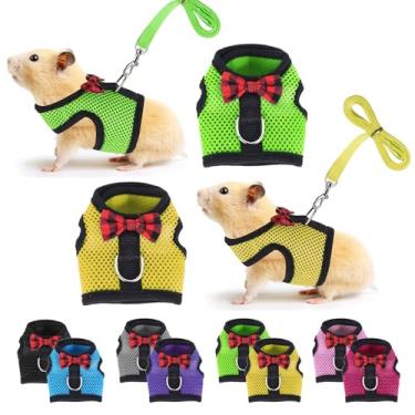 Imagem de Peitoral e coleira de porquinho-da-índia, coleira de porquinho-da-índia, coleira de hamster podem ser ajustados a qualquer tamanho de coleira de malha macia com laço para decoração (2 pacotes)