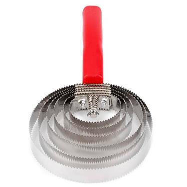 Imagem de Acouto Pente de Curry de Escova de Coceira de Cavalo de Aço Inoxidável Com Alça Macia para Gado Grande - Design Com 6 Anéis