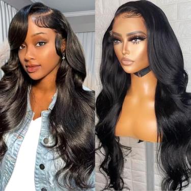 Imagem de Peruca frontal de tela HD transparente de cabelo humano ondulado, peruca frontal com tela pré-arrancada para mulheres negras, brasileiro, 66 cm, 33 x 10 cm, cabelo humano com cor natural