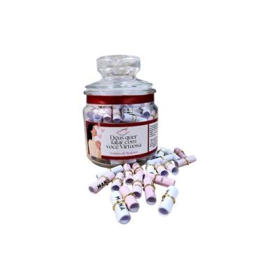 Imagem de Pote de Bênçãos versículos Bíblicos para Mulher Virtuosa com Afirmaçõe