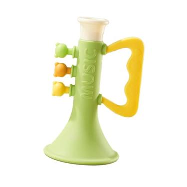 Imagem de Kokiya Brinquedo de trompete para crianças, brinquedo musical de silicone com desenho animado, cabo ergonômico para festa e viagem, Verde