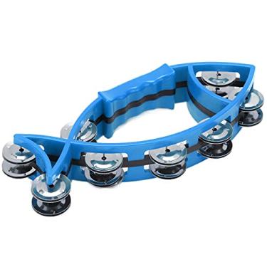 Imagem de RiToEasysports Sino de Pandeiro Portátil Em Formato Macio para Crianças - Instrumento de Ritmo Musical Duplo, Material de Metal ABS (Azul)