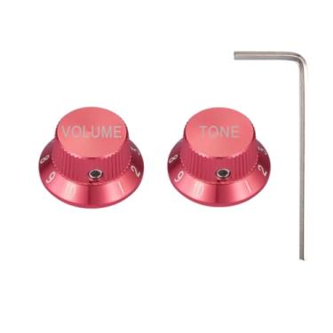 Imagem de Dopro Parafuso de fixação 1/10.2 cm Universal Metal Guitar Bass Potenciômetro Alumínio Volume/Tom Top Hat Bell Knobs for Strat/Ibanez/Yamaha/Les Paul/AMPS/Preamps 1V1T Vermelho