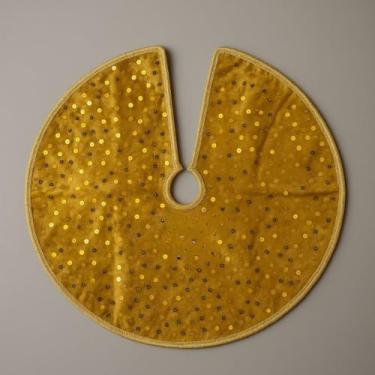 Imagem de Tapete para Arvore de Natal Saia Base para áRvore de Natal Brilhante com Paetê 40cm Enfeite Decorativo Natalino(DOURADO)
