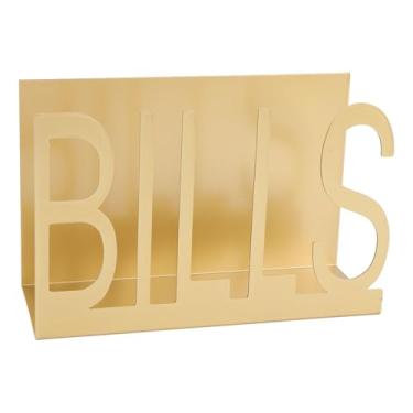 Imagem de Porta-correio de metal elegante, organizador de envelope de carta de mesa com design recortado, capacidade espaçosa com antidesbotamento, para acessórios de mesa de escritório (dourado)