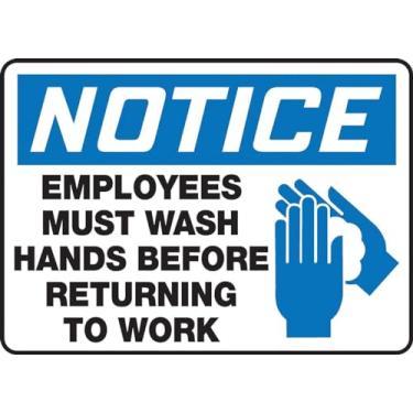 Imagem de ACCUFORM SIGNS Placa adesiva de segurança de vinil MRST805VS, legenda "AVISO QUE OS FUNCIONÁRIOS DEVEM LAVAR AS MÃOS ANTES DE VOLTAR AO TRABALHO" com gráfico, 25 cm de comprimento x 35 cm de largura x