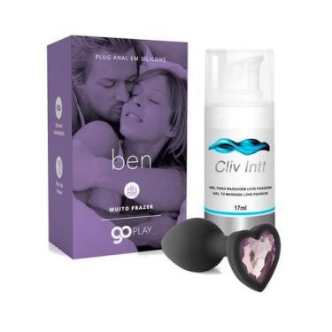 Imagem de Kit Sexo Anal Plug de Silicone Ben Preto e Gel Lubrificante Dessensibi