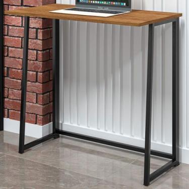 Imagem de Mesa Escrivaninha Fit Dobrável Preto/Canela Rústico - Art Panta, Marro