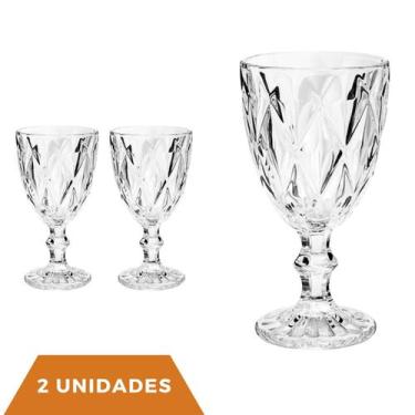 Imagem de 2 Copos Transparente Taças Diamante 300ml Para Agua Vinho - ECO'S