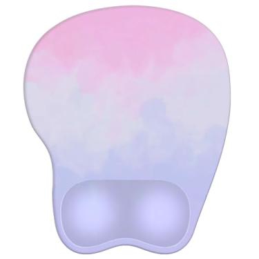 Imagem de Mouse pad com descanso de pulso mouse pad ergonômico com suporte de pulso confortável em forma de M para alívio da dor Base de PU antiderrapante para laptop, escritório e casa (roxo rosa)