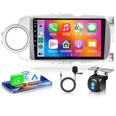 Imagem de Estéreo automotivo 2G + 64G Android 13 para Toyota Yaris 2012-2017 com carplay sem fio Android Auto, tela sensível ao toque de 9 polegadas, suporte de rádio GPS/WiFi/Bluetooth/FM/SWC/câmera de backup
