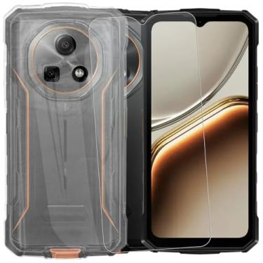 Imagem de TNKISRY Capa para celular Doogee Fire 7 [6,6 polegadas], capa macia de TPU protetora transparente, posição precisa do orifício, protetor de tela [1 unidade] filme temperado