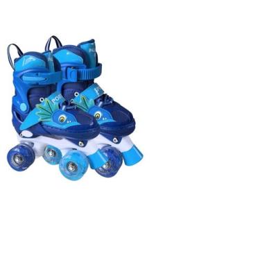 Imagem de Patins Infantil Unicórnio Ajustável Rodas Em Led - Pro Baby, Azul, 27/