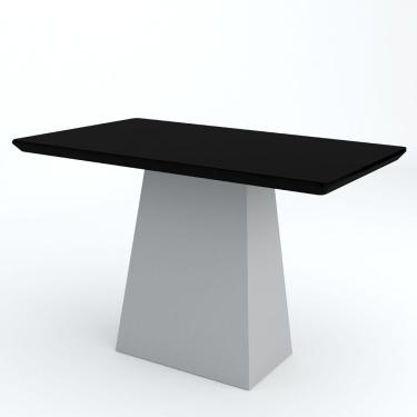 Imagem de Mesa Jantar 4 Lugares Vidro Bárbara 1,20m Off White Preto