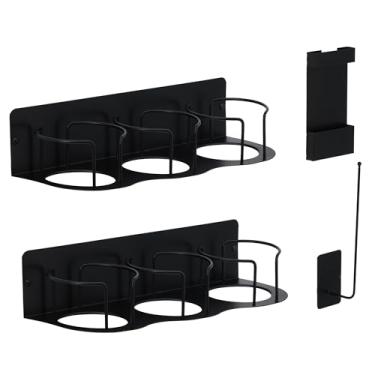 Imagem de Pacote com 4 suportes magnéticos de garrafa de água para geladeira, organizador de copo magnético com tampa de copo e organizadores de canudo, serve para copos de 40 e 850 g para cozinha, escritório