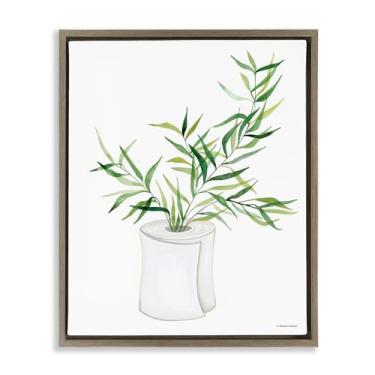 Imagem de Stupell Industries Vaso de planta de papel higiênico preto emoldurado arte de parede em tela, design por Rachel Nieman, 89 x 63 cm