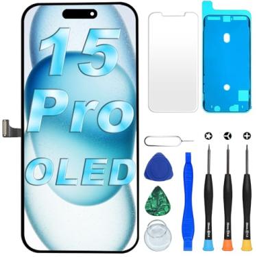 Imagem de DIGI4U Tela de substituição OLED para iPhone 15 Pro, tela FHD COF de 6,1 polegadas [NÃO LCD] para iPhone 15 Pro Display Digitalizador, com kit de ferramentas de reparo para tela de substituição do