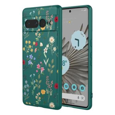 Imagem de OEURVQO Capa artística para Google 7 Pro, capa de silicone líquido de toque macio com forro fofo, compatível com carregamento sem fio, capa protetora para Google Pixel 7 Pro, verde exuberante