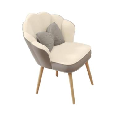 Imagem de DimyFew Cadeira de vaidade com design nórdico e travesseiro para maquiagem, Cinza Branco