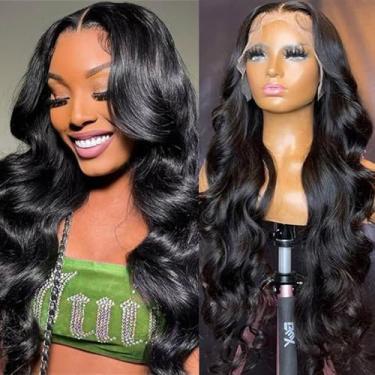 Imagem de GOLIAHS Peruca De Renda Frontal Com Ondas Corporais 18" Cabelo Humano, Densidade 200%, 13X6 Hd, Transparente, Sem Cola, Para Mulheres, Pré-Arrancada, Cortada, Nós Descoloridos E Bebê