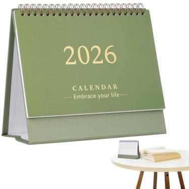 Imagem de DIYEAH Calendário de Mesa 2026, Planejador Mensal de Mesa Com Design Flip para Casa, Escritório E, Organizador de Agenda Pessoal Pequeno (verde Feijão)