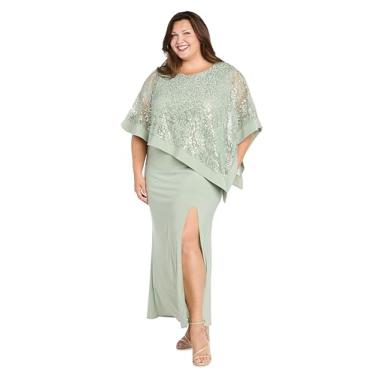 Imagem de R&M Richards Vestido de noite feminino assimétrico com lantejoulas, Celadon, 54