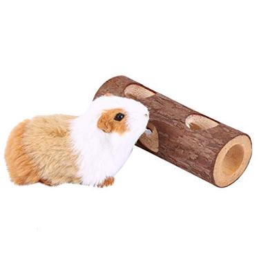 Imagem de Brinquedo Animal de Madeira da Mastigação do Túnel para o Furão da Cobaia do Tubo do Exercício do Hamster, Material de Madeira Eco-amigável (L)