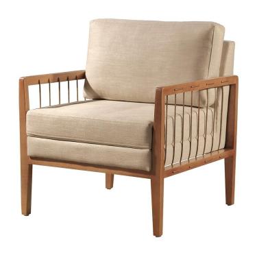 Imagem de Poltrona Gael Luxo Madeira Maciça Castellar Móbile Linho Bege Claro Linho Bege Claro