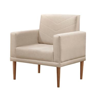 Imagem de Poltrona Nina Luxo Madeira Maciça Castellar Móbile Corino Off White Corino Off White