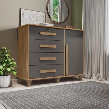 Imagem de Cômoda Com 4 Gavetas Lyon Cinamomo Grafite
