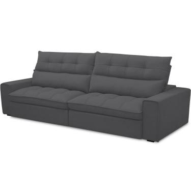 Imagem de Sofá Retrátil Reclinável Para Sala De Estar Living 290cm Dimas F04 Bouclê Grafite