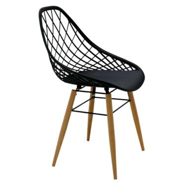 Imagem de Cadeira Tramontina Philo Preta Em Poliamida Com Pernas De Madeira 92088009