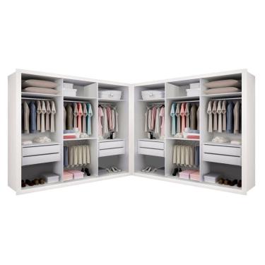 Imagem de Closet Casal Sem Portas 8 Gavetas Paris Duo Premium Minastex Branco