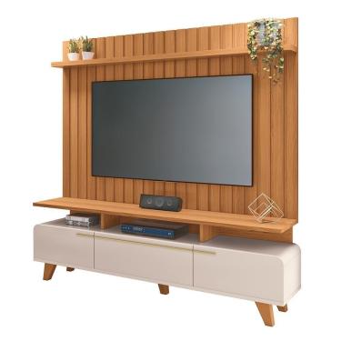 Imagem de Rack Bancada Essenza Com Painel Link 2.0 Off White-cinamomo Para Tv Até 70? - Hb Móveis Off White-cinamomo