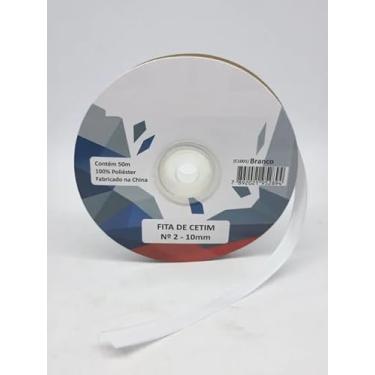 Imagem de Fita de Cetim Simples 10mm N°2 com 50 Metros - UNIDADE - Escolha a Cor (BRANCA C1001)