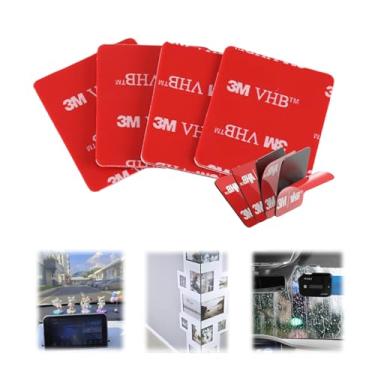 Imagem de SQRUIHAO 3M VHB Fita dupla face quadrada automotiva, 4 peças de almofadas adesivas de dupla face para montagem de câmera de para-brisa, fita adesiva para montagem de vidro de janela de para-brisa de