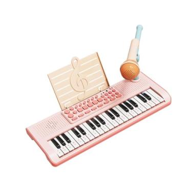 Imagem de Fenteer Teclado de piano infantil com microfone para iniciantes, ideal para uso doméstico. Teclado eletrônico compacto, Rosa