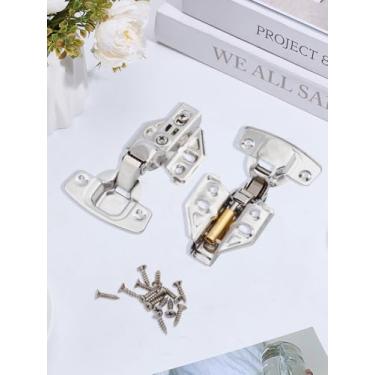 Imagem de 2 conjuntos de dobradiças de porta, acessórios de porta e mesa de guarda-roupa de aço inoxidável com parafuso, dobradiças de armário com moldura frontal de fechamento automático para acessórios de